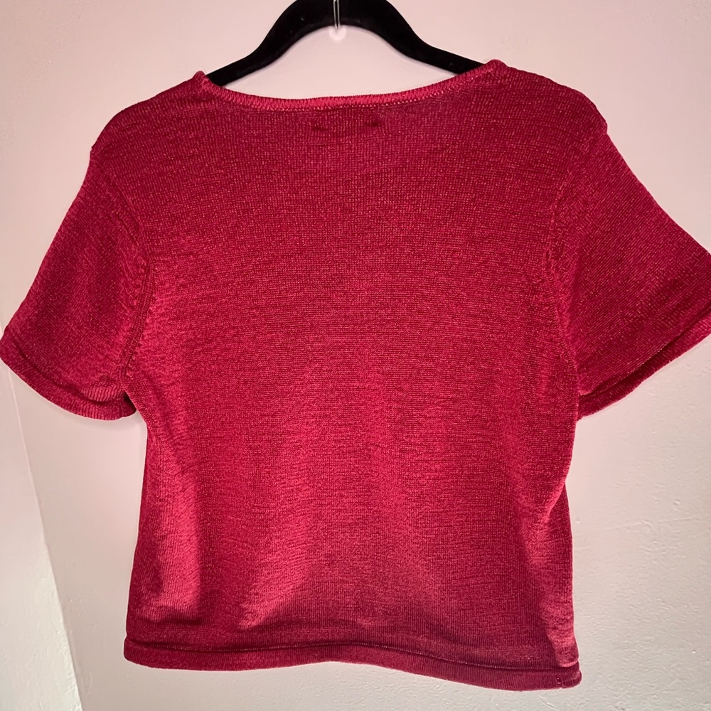 Charter Club Red Knit Short Sleeve Shirt Women’s Size XL - Picture 2 of 5